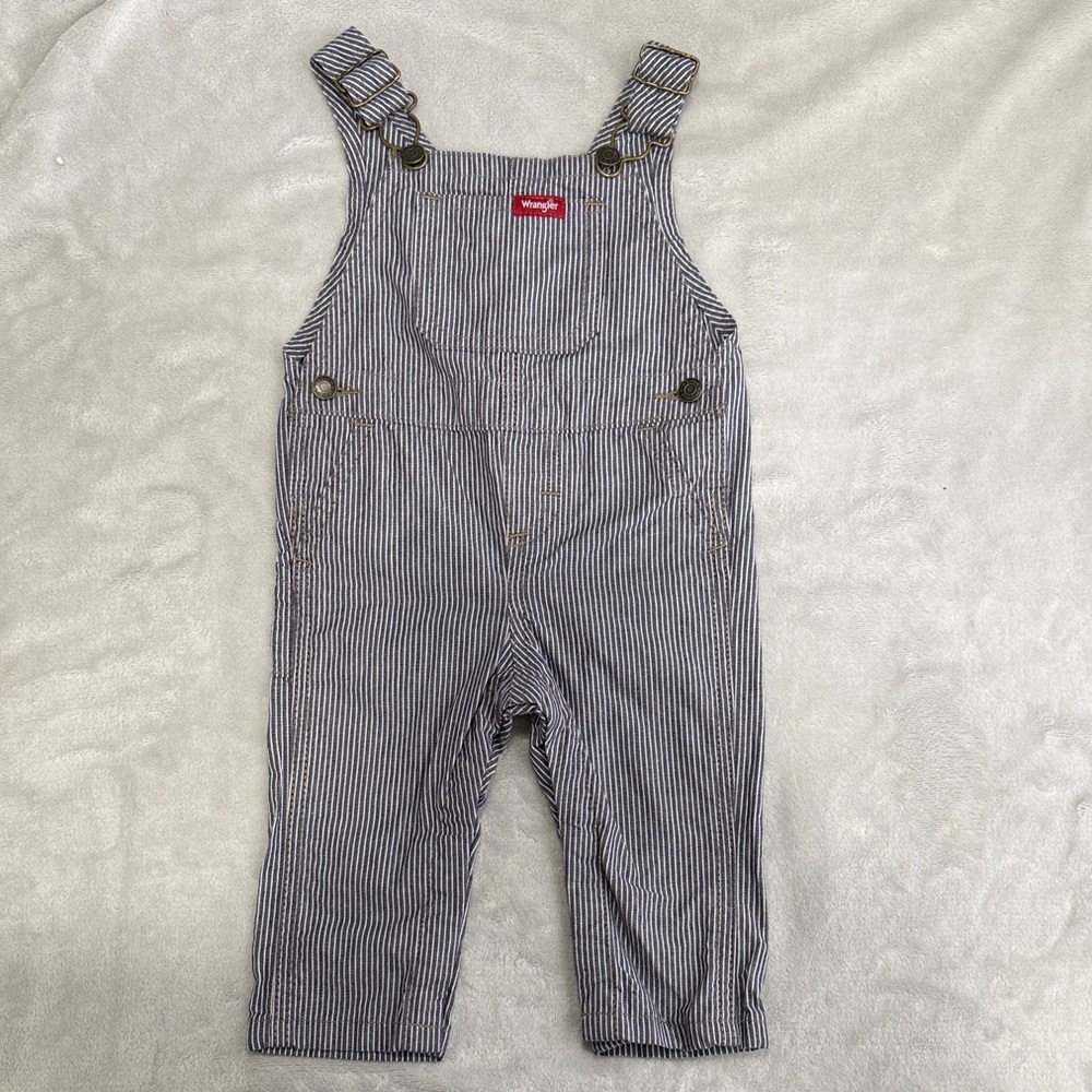 Wrangler Kids Black and White Striped Overalls